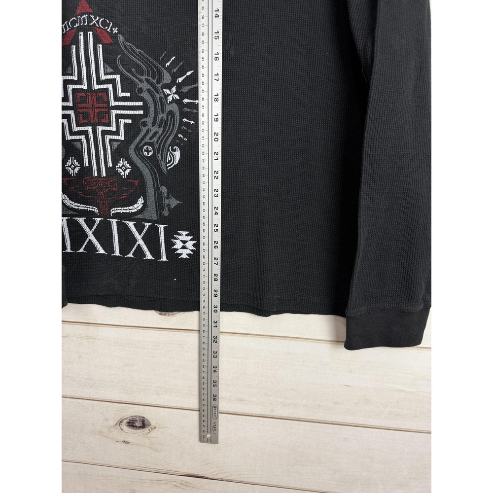 Southpole Shirt Mens 3XB Black Thermal Waffle Long Sleeve Graphic Streetwear - Picture 5 of 7